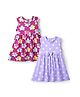 Babyhug Single Jersey Knit Sleeveless Star & Polka Dot Printed Frocks With Bow Applique Pack of 2 - Lavender & Fuchsia
