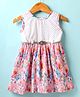 Enfance Core Cotton Sleeveless Schiffli Embroidered Floral Printed Dress With Belt - Peach