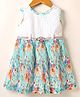 Enfance Core Cotton Sleeveless Schiffli Embroidered Floral Printed Dress With Belt - Sea Green