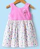 Enfance Core Cotton Sleeveless Floral Applique & Printed Ribbed Dress - Pink