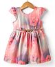 Enfance Core Cotton Cap Sleeves Floral Printed Dress With Belt - Peach