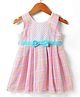 Enfance Core Cotton Sleeveless Checked Schiffli Embroidered Dress - Pink