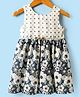 Enfance Core Sleeveless Floral & Polka Dots Printed Dress With Belt - Blue