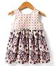 Enfance Core Sleeveless Floral & Polka Dots Printed Dress With Belt - Wine