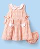 Enfance Core Sleeveless Checked Dress With Bloomer - Peach