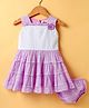 Enfance Core Cotton Sleeveless Striped & Schiffli Embroidered Dress With Bloomer - Lavender
