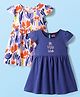 Babyhug Single Jersey Knit Short Sleeves Frocks With Floral Print Pack Of 2 - Blue