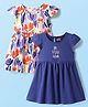 Babyhug Single Jersey Knit Short Sleeves Frocks With Floral Print Pack Of 2 - Blue