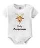 Baby Buzz 100% Cotton Zodiac Theme Half Sleeves Baby Capricorn Text Printed Onesie - White