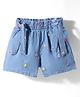 Babyhug Denim Mid Thigh Shorts With Floral Embroidery - Blue