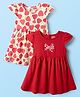 Babyhug Single Jersey Knit Cap Sleeves Fruit Printed Frocks Pack of 2 - Red & White