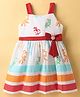 Enfance Core Cotton Sleeveless Typogarphy & Polka Dots Printed Bow Applique Detailed Dress - Orange