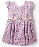 Enfance Core Cotton Cap Sleeves Floral Printed Dress With Belt - Purple