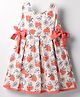Enfance Core Sleeveless Strawberry Print Bow Applique Dress - Peach