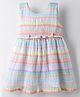 Enfance Core Cotton Sleeveless Striped Dress With Belt - Peach