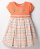 Enfance Core Cotton Cap Sleeves Butterfly Embroidered & Abstract Printed Dress - Orange