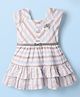 Enfance Core Cotton Frill Sleeves Striped Dress & Belt Set - Blue