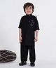 Ministitch Cotton Silk Full Sleeves Abstract Printed Pathani Style Kurta Pyjama Set - Black