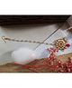 Kamule Stones Embellished Floral Designed Kundan Style Maang Teeka - White
