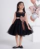 Ministitch Net Sleeveless Sequins Embellished Bow Applique Detailed Tiered Dress - Black