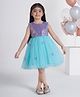 Ministitch Net Sleeveless Sequins Embellished & Floral Applique Detailed Dress - Purple & Blue