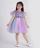 Ministitch Net Sleeveless Pearls & Sequins Embellished Dress - Purple