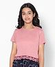 TeenTrums 100% Viscose Half Sleeves Lace Embellished Top - Pink