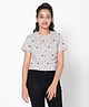 TeenTrums 100% Cotton Half Sleeves Anchor Printed Crop Tee - Grey