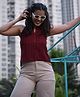 TeenTrums Sleeveless Striped Top - Maroon