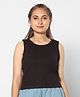 TeenTrums 100% Cotton Sleeveless Solid Tank Top - Black