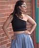 TeenTrums 100% Cotton One Shoulder Solid Top - Black