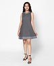 TeenTrums 100% Cotton Sleeveless Placket Style Shift Dress - Grey
