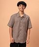 TeenTrums Cotton Half Sleeves Floral Printed Shirt - Brown