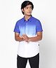 TeenTrums 100% Cotton Half Sleeves Ombre Shirt - Navy Blue