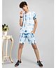 TeenTrums Cotton Half Sleeves Tie Dye Tee With Coordinating Shorts Set - Blue