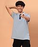 TeenTrums 100% Cotton Half Sleeves Side Taped Polo Tee - Blue