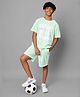 TeenTrums Half Sleeves Hug Text Printed Tee With Shorts Set - Mint