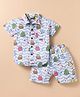 Dapper Dudes Half Sleeves Animals Printed Shirt With Coordinating Shorts Set - Grey