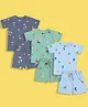 Orange Sugar 100% Cotton Knit Pack Of 3 Half Sleeves Space Theme & Sea Life Printed Coordinating Tees & Shorts Set - Multi Colour