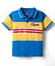 Babyhug Cotton Knit Half Sleeves Cut & Sew Polo T-Shirt with Text Print - Blue