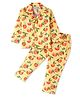 Rikidoos Cotton Woven Full Sleeves Fruits Printed Coordinating Night Suit Set - Yellow