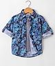 Rikidoos Cotton Full Sleeves Floral Printed Shirt With Attached Tee - Blue & Melange