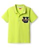 Babyhug Cotton Knit Half Sleeves Polo T-Shirt With Player Text Patch Detailing -Limegreen