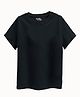 Guugly Wuugly Super Soft Combed Compact Cotton Knit Half Sleeves Solid Skin Friendly Tee - Black