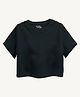 Guugly Wuugly Super Soft Combed Compact Cotton Knit Half Sleeves Solid Skin Friendly Crop Top - Black