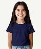 Guugly Wuugly Super Soft Combed Compact Cotton Knit Half Sleeves Solid Skin Friendly Crop Top - Navy Blue