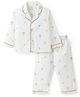 Funkrafts Premium Cotton Woven Full Sleeves Hot Air Balloon Printed Coordinating Night Suit Set - Off White