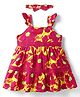 Babyhug Rayon Woven Frocks & Headband With Abstract Print - Red