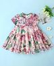 tior Half Sleeves Floral Printed Dress - Multi Colour