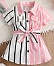 tior Half Sleeves Striped Shirt Dress - White & Pink